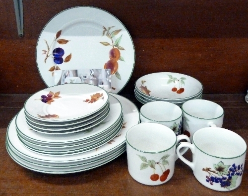 Royal Worcester Evesham Vale dinnerware, four large and side plates, bowls, cups and saucers, twenty