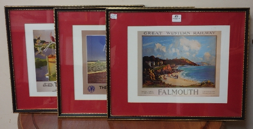 A set of three reproduction Great Western railway prints, framed