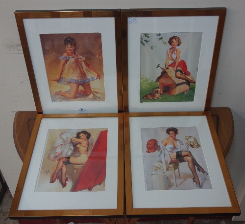 A set of four Elvgren prints, framed