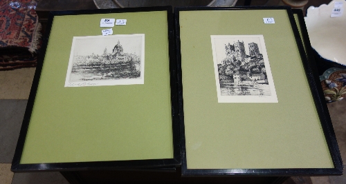 A set of three Edward J. Cherry etchings and one other
