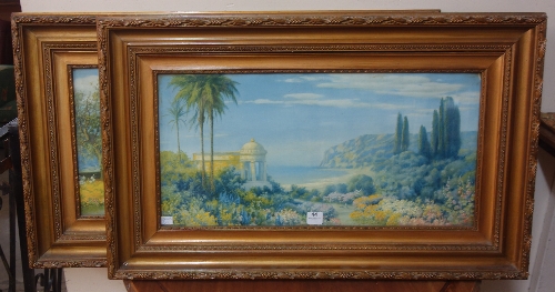 A pair of Italian landscape prints, framed