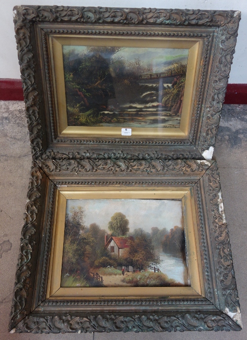 Two Victorian river landscapes, oils on canvas, framed