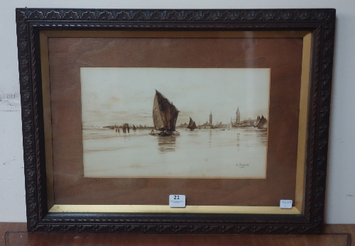 E. Jarratt, Dutch coastal landscape, watercolour, dated 1916, framed