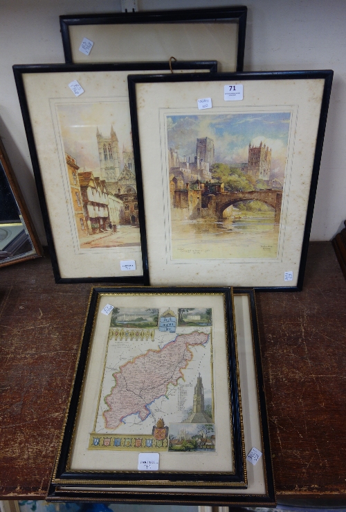 Three Featherstone Robson prints and two maps