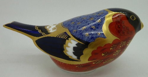 A Royal Crown Derby paperweight, Bullfinch, with gold stopper