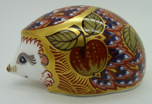 A Royal Crown Derby paperweight, Orchard Hedgehog, with gold stopper