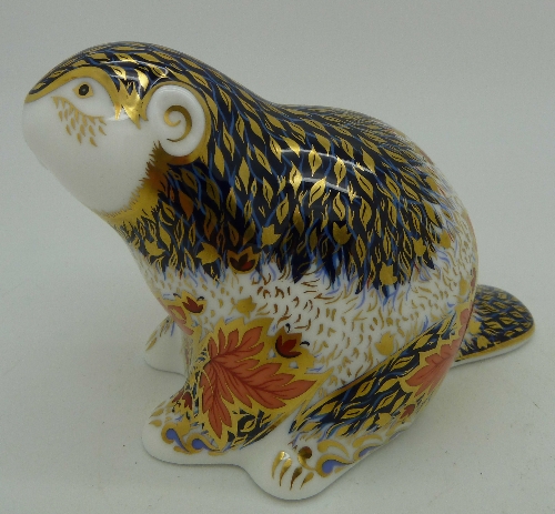 A Royal Crown Derby paperweight, Riverbank Beaver, limited edition, with gold stopper