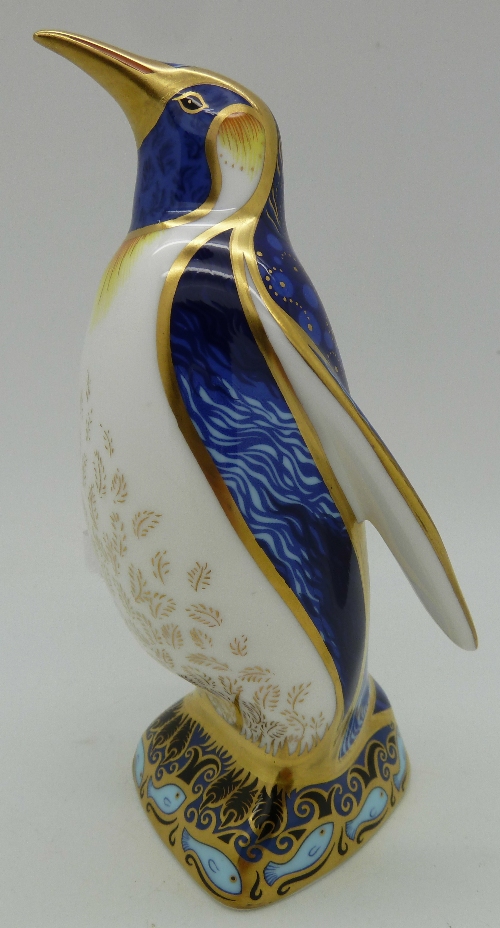 A Royal Crown Derby paperweight, Emperor Penguin, with gold stopper