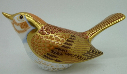 A Royal Crown Derby paperweight, Nightingale, with gold stopper