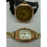 Two lady's 9ct gold cased wristwatches i