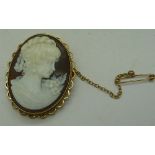 A 9ct gold mounted cameo brooch