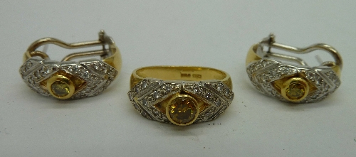 A pair of 18ct gold, yellow and white di