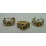 A pair of 18ct gold, yellow and white di