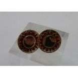 A pair of 9ct gold and enamel earrings,