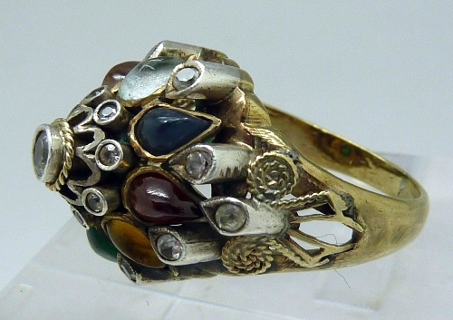 A 14ct gold Princess ring set with multi - Image 2 of 2