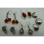 Five pairs of earrings and a ring