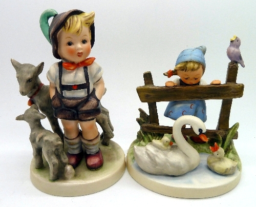 Two Hummel figures, Feathered Friends and Little Goat Herder