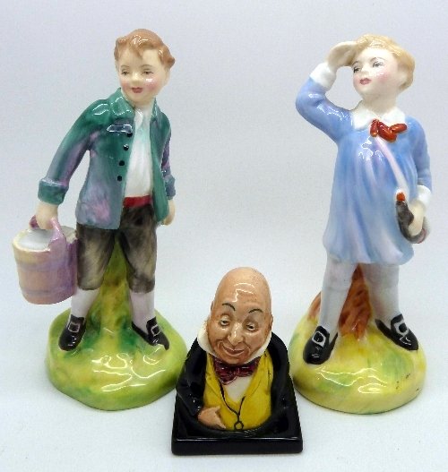 Two Royal Doulton figures, Jack, HN2060 and Little Boy Blue, HN2062 and a Royal Doulton Dickens