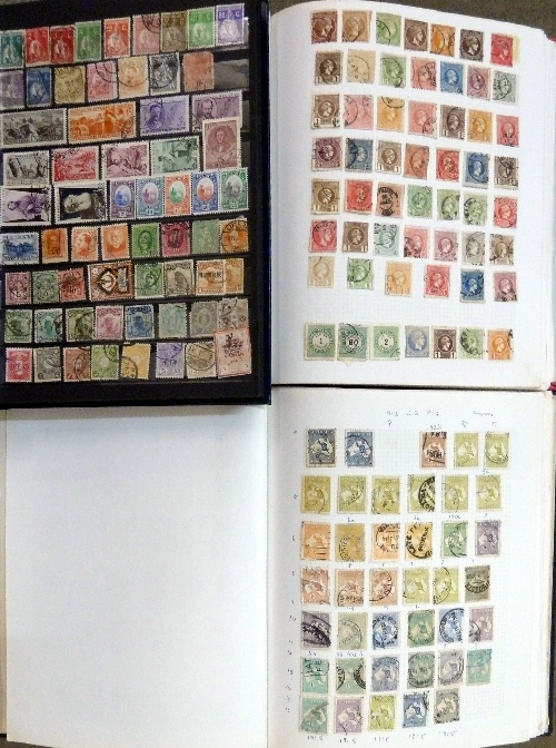 A collection of stamps, three albums, Ceylon, Australia, Barbados War Tax, other Commonwealth, etc.