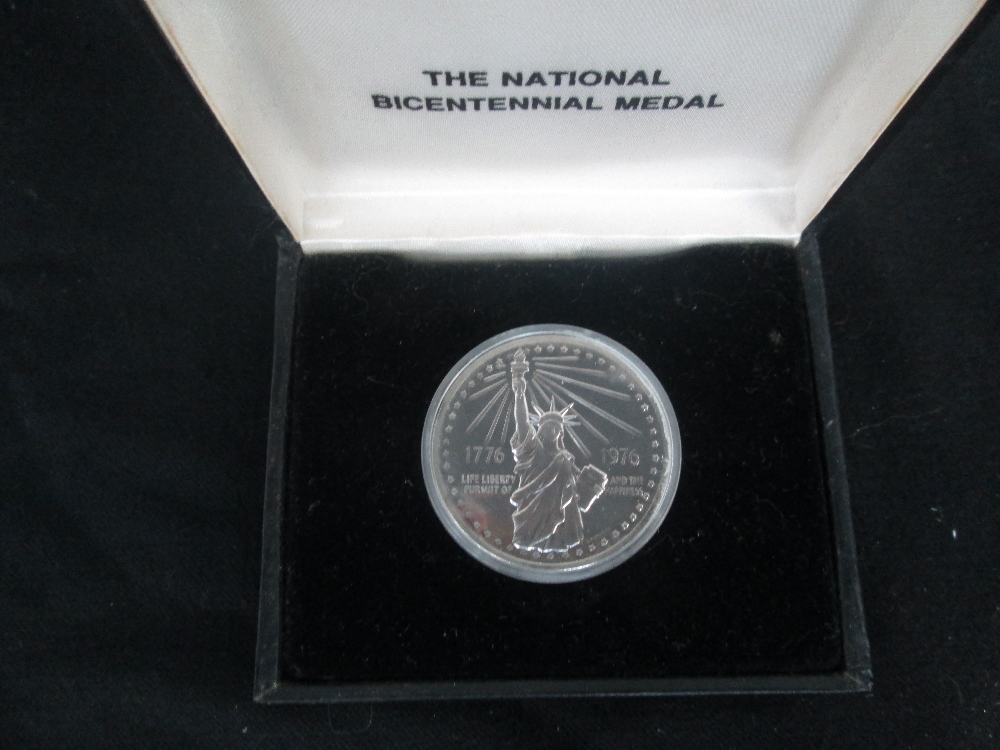 USA silver National Bicentennial Medal, 1776-1976, in its case