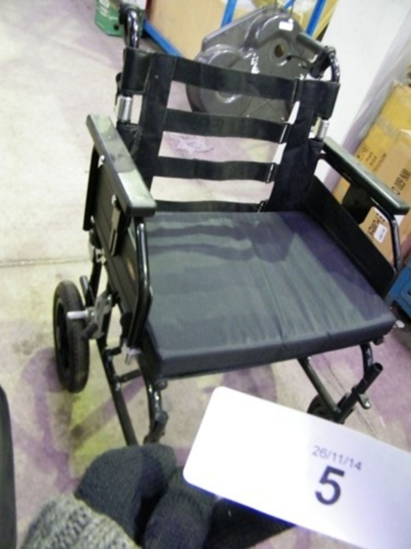 Enigma foldable wheelchair with hand lever brakes, colour black - Second-hand