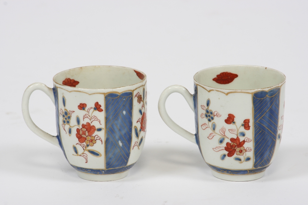 Two 18th Century Worcester blue scale coffee cups, 7cm high