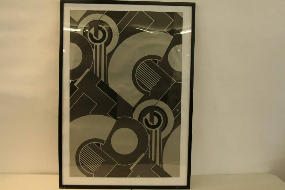 A framed section of 1960's Biba wall paper, 103cm x 73cm