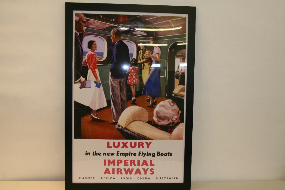 An advertising poster print, 'Imperial Airways, Luxury in the New Empire, Flying Boats', 98cm x