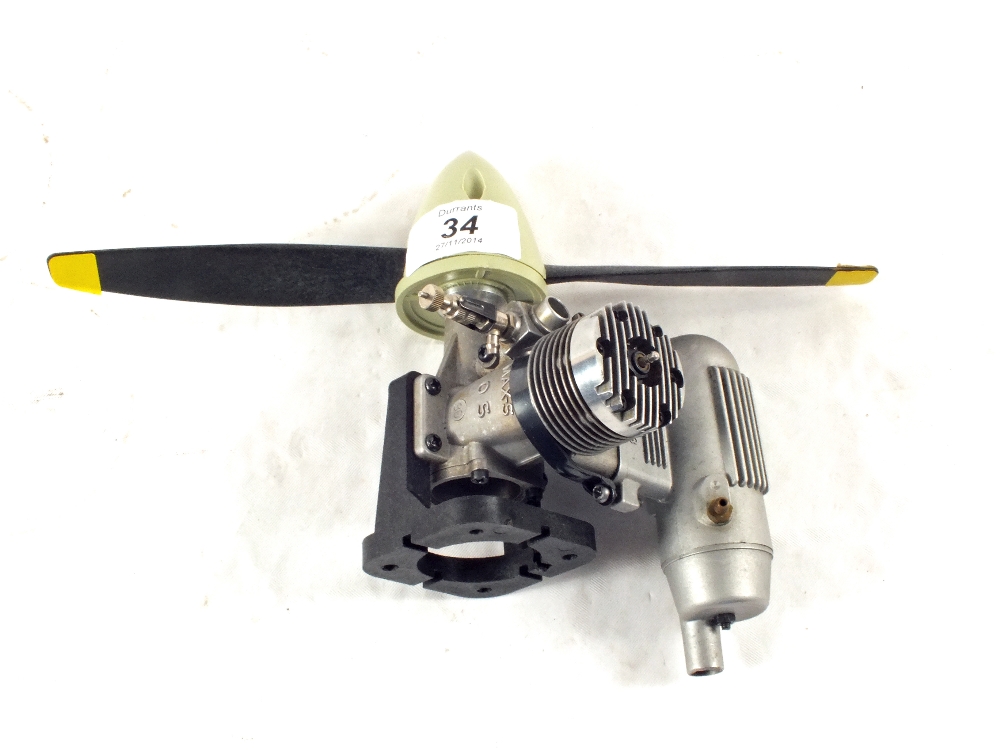 A May-S OS model aircraft, glow plug engine