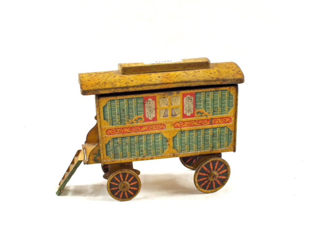 A W&R Jacob & Co Ltd biscuit tin modelled as a gypsy caravan