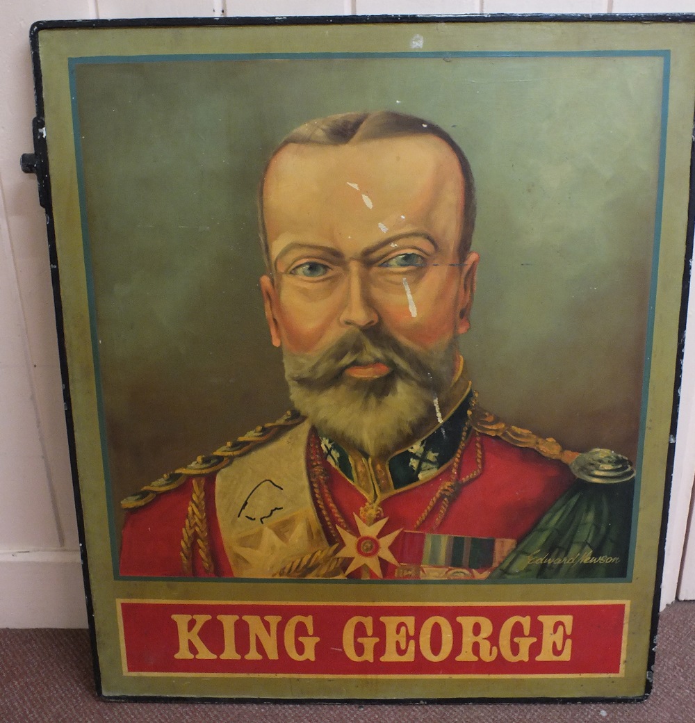 A painted pub sign "King George", double sided, 39" x 33" - Image 2 of 2