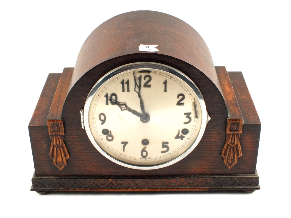 Two Oak and Walnut striking mantel clocks - Image 2 of 2