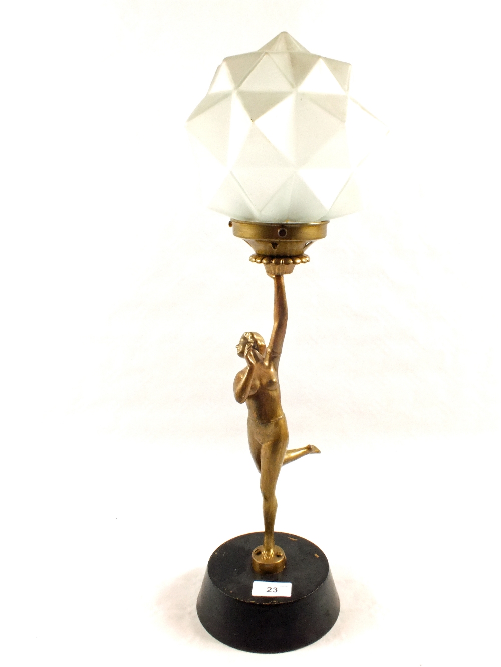 An Art Deco Spelter lady table lamp