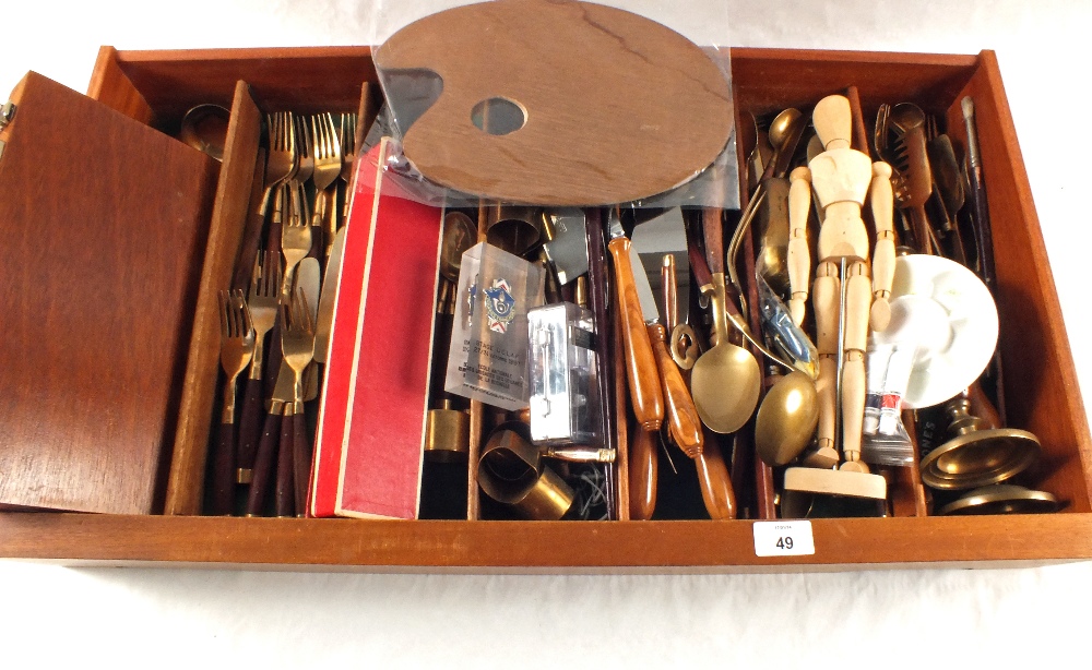 Various cutlery, artists box etc