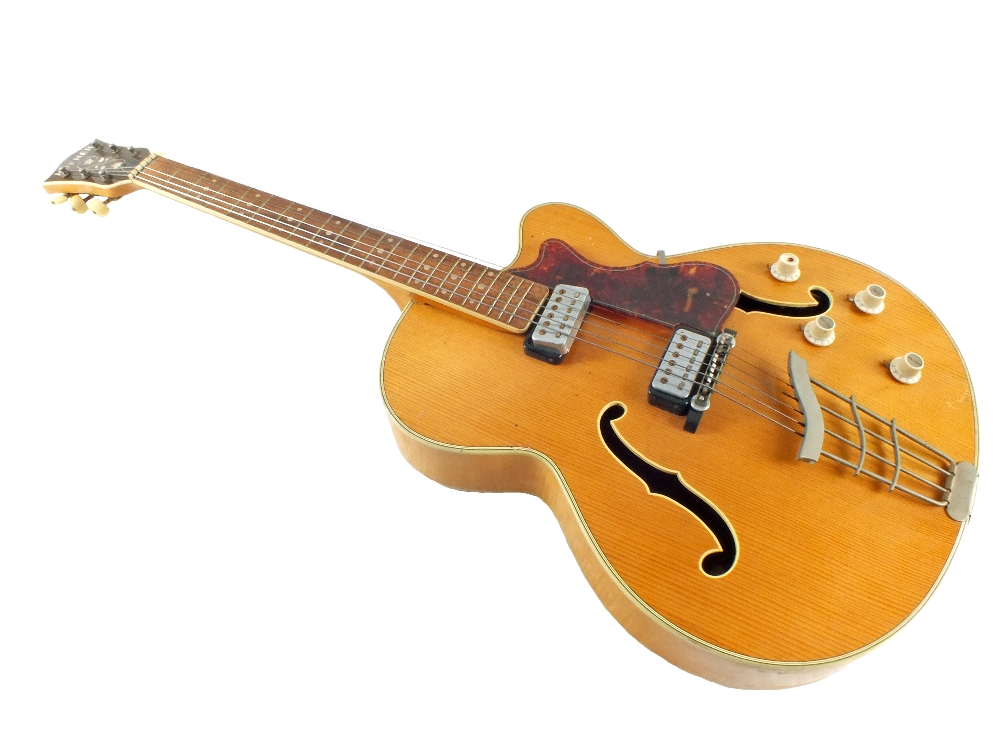 A Hofner president E2 blond thin guitar, serial no. 8593