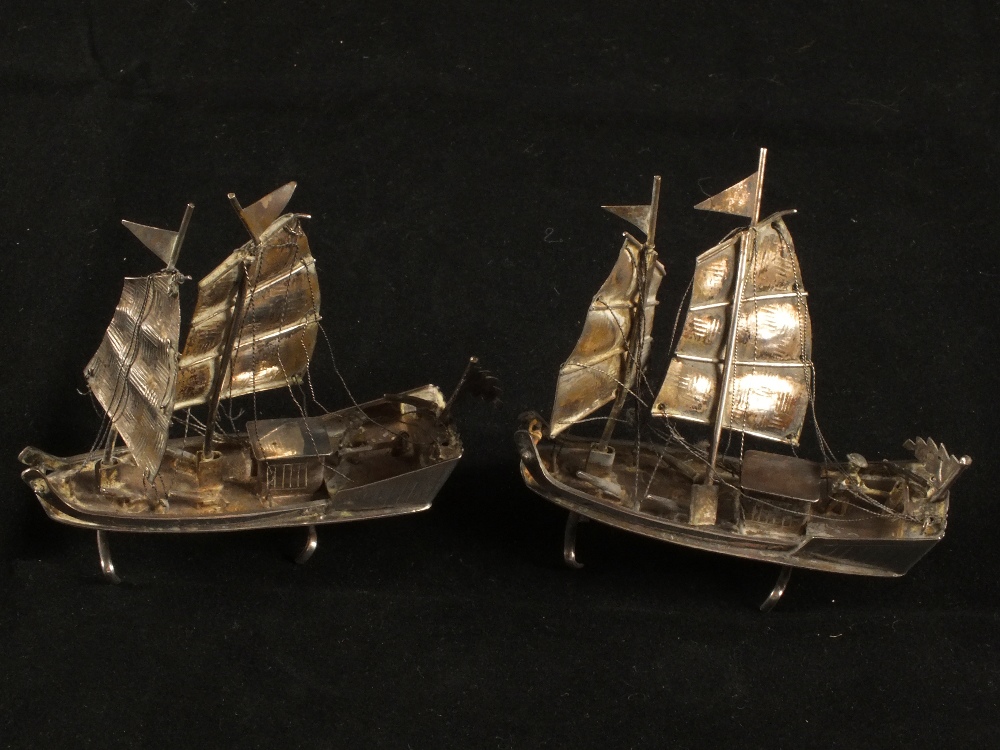 Two Chinese Silver models of boats