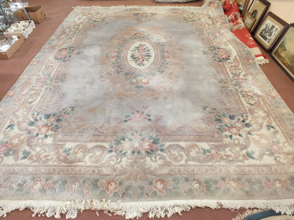 A grey ground floral Chinese carpet, 184" x 142"