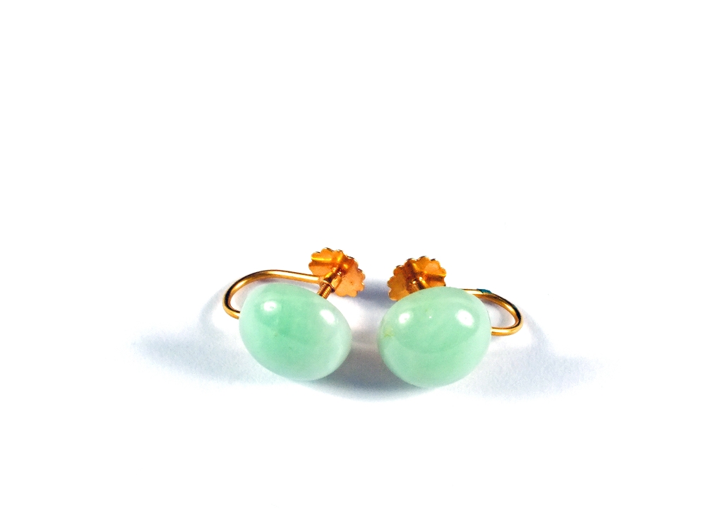 A pair of 9ct and Jade earrings