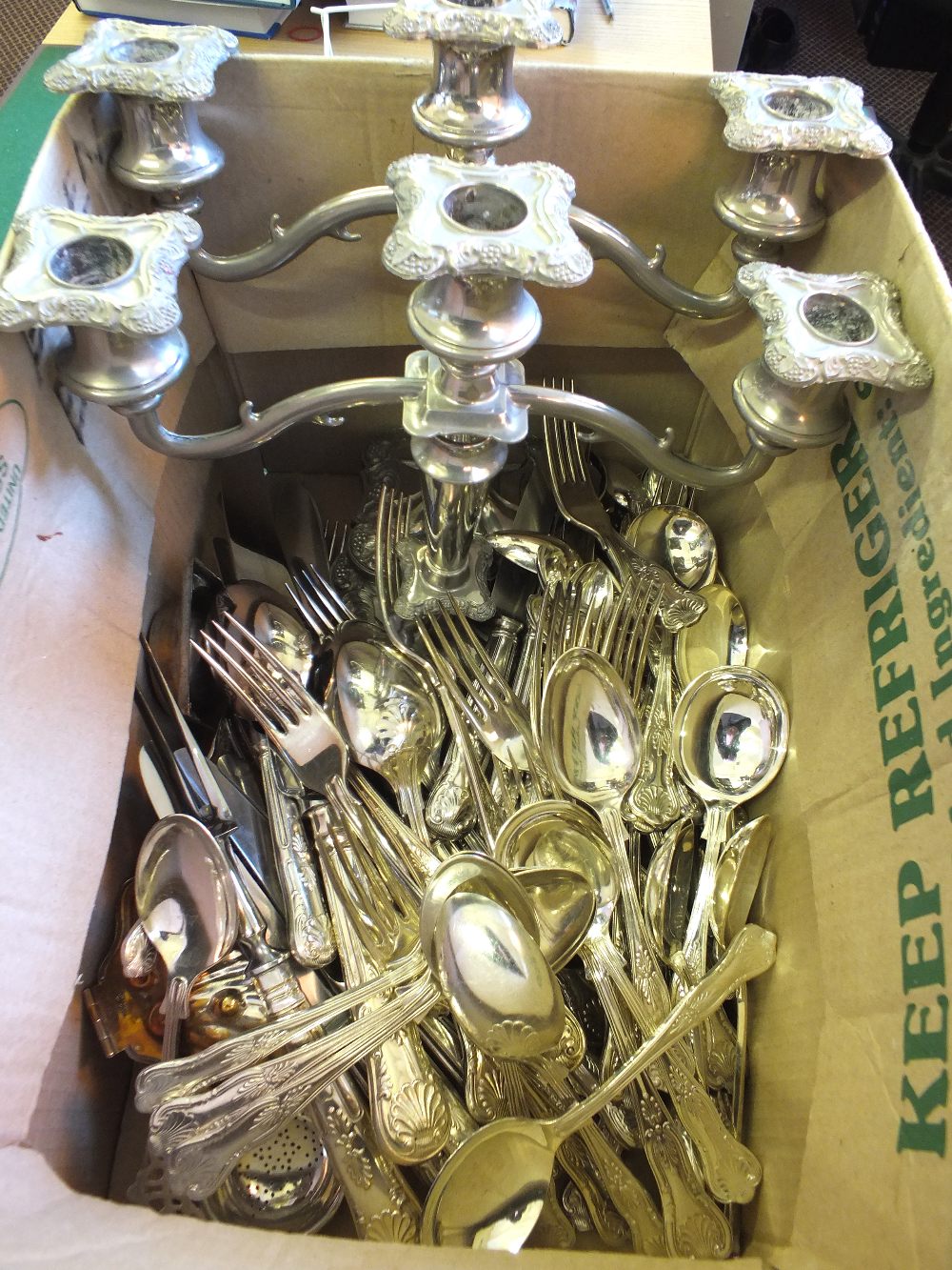 A set of Silver plated cutlery, candelabra and other Silver plate