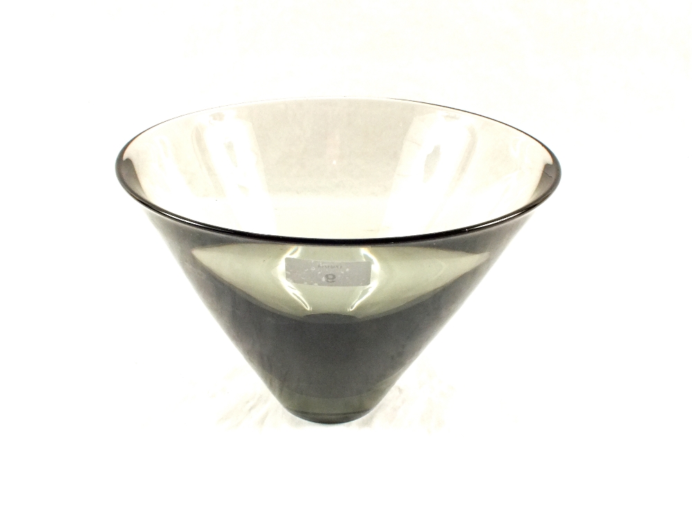 A Danish Holmegaard conical smoked glass bowl, 1962