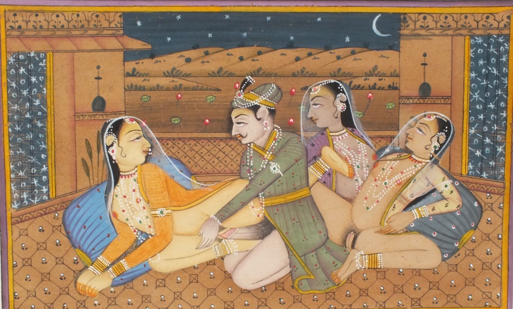 Nine unframed Indian erotic watercolours