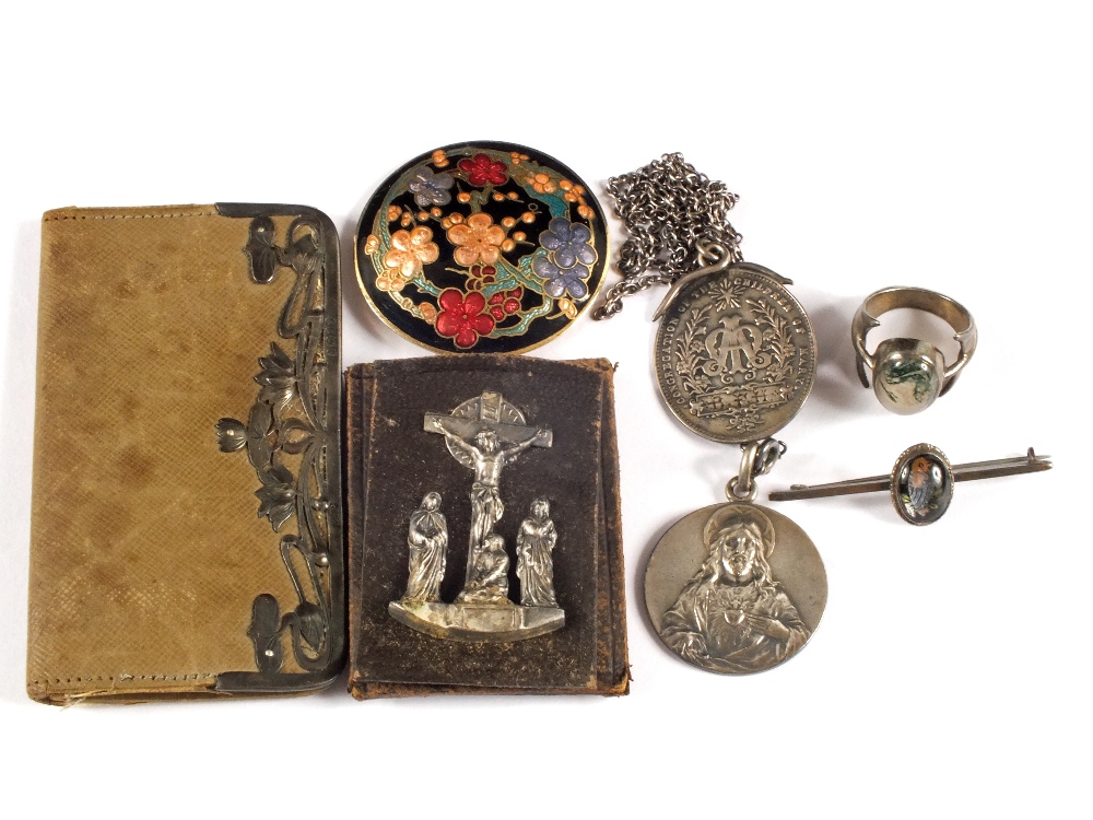 An Art Nouveau Silver mounted card case and other items