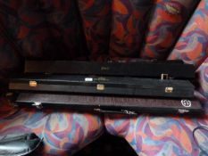 *6 Assorted Pool Cues in Carry Cases