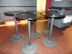 *5 Poser Tables on Tubular Pedestals with Dark Wood Tops