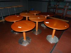 *7 Circular Pub Tables on Chrome Pedestals with Light Wood Tops