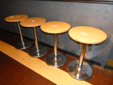 *4 Circular Bar Tables on Chrome Pedestals with Beech Tops