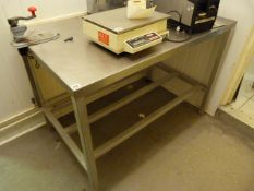 Stainless Steel Preparation Table on Aluminium Frame complete with Bonzer Commercial Can Opener