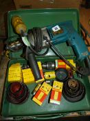 *Makita HP2010N 750w 110v Hammer Drill & Box containing Starrett Hole Saws