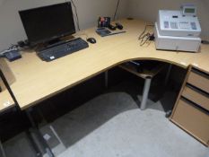 *'L' Shaped Desk in Light Oak & Grey Finish