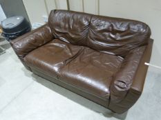 *2 Seat Brown Leather Settee
